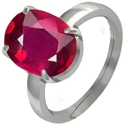 Gemzonite Brass Ruby Silver Plated Ring