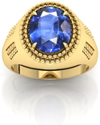 RRVGEM Natural Blue Sapphire Gemstone Ring 9.00 CT Neelam Adjustable Ring For Unisex Brass Sapphire Gold Plated Ring