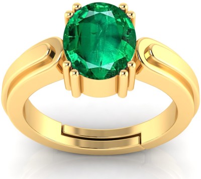 Sidhi shree Natural 14.25 Ratti Emerald Panna Gem Stone With Leb Certificate Brass Emerald Ring