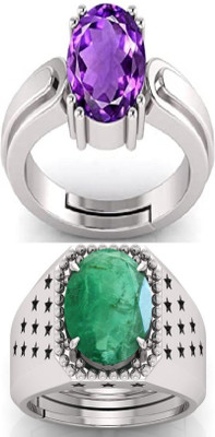 BHAIRAW GEMS Moonstone Stone Silver Adjustable Ring Stainless Steel Ring
