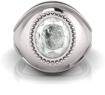 Pranjal Gems 9.25 Ratti Safed Pukhraj Gemstone Adjustable Ring With Lab CertificateTK Shell Sapphire Rhodium Plated Ring
