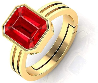 BWM GEMS Certified 4.25 Ratti Ruby Stone ( Manik ) Panchdhatu Alloy Ruby Gold Plated Ring