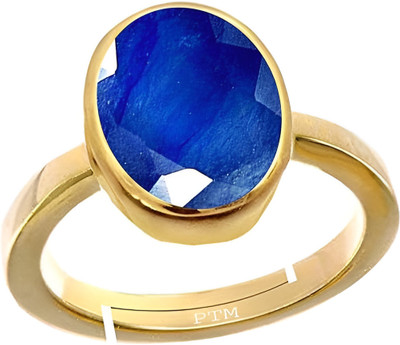 PTM Blue Sapphire (Neelam) 5.25 Ratti or 5 Ct Panchdhatu (5 Metal) Men Adjustable Stone Ring