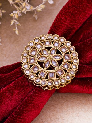 Sukkhi Design Gold Plated AD Stones Studded Adjustable Free Size Finger Ring Alloy Gold Plated Ring