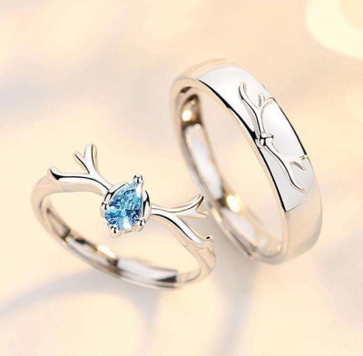 Teeragaj Alloy Cubic Zirconia Platinum Plated Ring Set