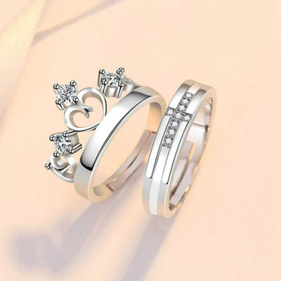 Vibeesle Alloy Crystal Silver Plated Ring Set