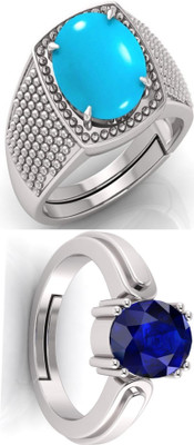 BHAIRAW GEMS Moonstone Stone Silver Adjustable Ring Stainless Steel Ring