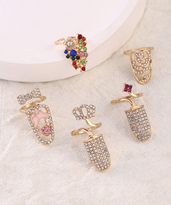 SOHI Women's The Regal-Papillon Nail Rings - California Gold (Set Of 5) Alloy Gold Plated Ring Set