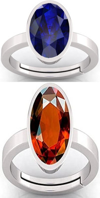 BHAIRAW GEMS Moonstone Stone Silver Adjustable Ring Stainless Steel Ring