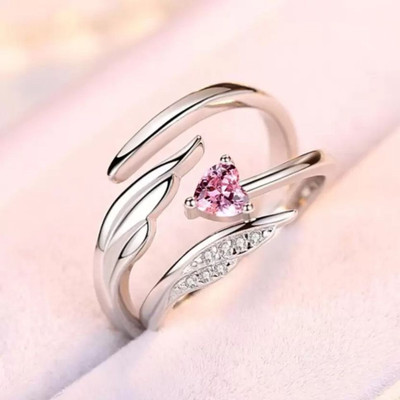 Vibeesle Silver Plated Adjustable Couple Rings for Lovers Alloy Silver Plated Ring Set