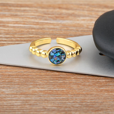 ZIVOM Abalone Round Copper Mother of Pearl Gold Plated Ring