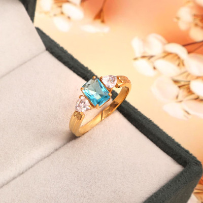 ARMAN JEWELLERS Brass Sapphire Gold Plated Nail Ring Set
