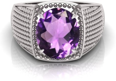 Pranjal Gems 9.25 Ratti Amethyst Gemstone Adjustable Ring With Lab CertificateKT Stone Amethyst Gold Plated Ring