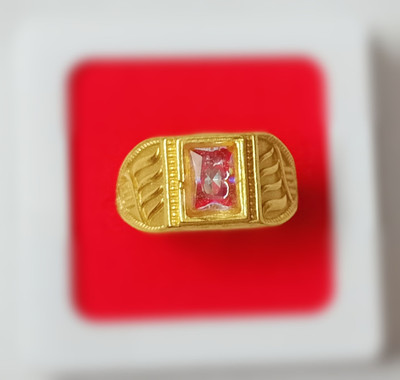 RTRjewellery Fancy square dimond golden ring for man and boys Brass Diamond Gold Plated Ring