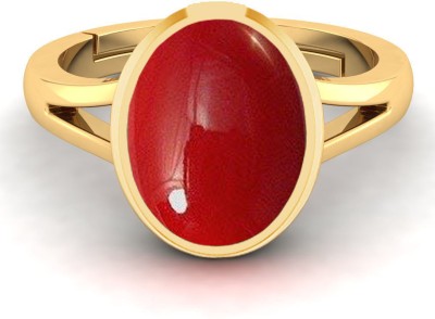 MARATNA 5.25 Ratti Created Moonga Original Certified Adjustable Ring for Men & Women Brass Coral Ring