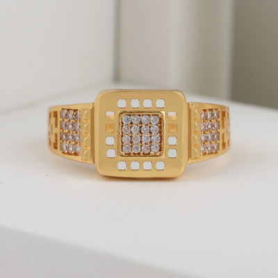 mahi creation Alloy, Copper Diamond Gold Plated Ring