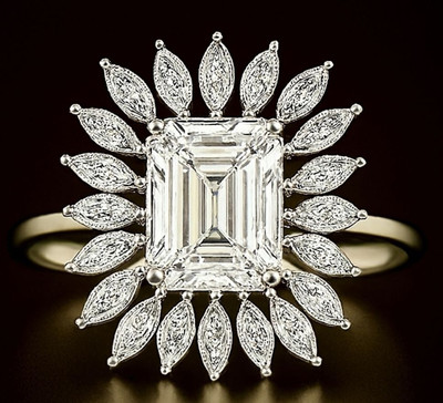 BLACKMA 001 Brass Cubic Zirconia Silver Plated Ring