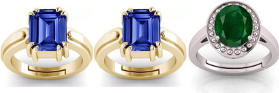 kanvi Natural Panna Emerald Gemstone Stone Ring With Lab Certificate Brass Emerald Ring Set
