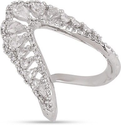 ZEELLO Good Quality Cz Stone/American Diamond Vanki Ring Alloy Cubic Zirconia Ring Brass, Copper Cubic Zirconia Silver Plated Ring