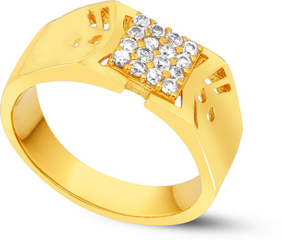 mahi creation Stainless Steel, Copper Cubic Zirconia Gold Plated Ring