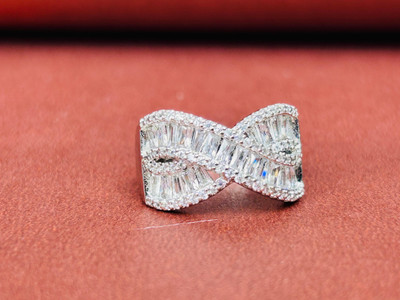 Kishori jewels Elegant Silver Finish American Diamond Ring – Party & Daily Wear Brass Cubic Zirconia Ring