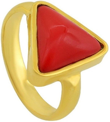 Gemzonite 5.5 Carat Coral Ring With Natural Stone Coral Copper Plated Ring Copper Coral Ring