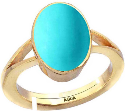 AQUAGEMS Turquoise (Firoza) 6.25 Ratti or 5.50 Ct Panchdhatu (5 Metal) Women Adjustable Stone Ring