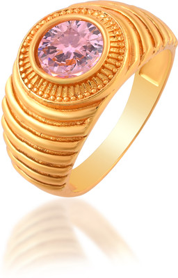 memoir Brass Gold plated Rose Quartz Finger ring Brass Gold Plated Ring