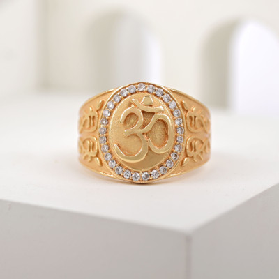 mahi creation Brass, Copper Cubic Zirconia Gold Plated Ring