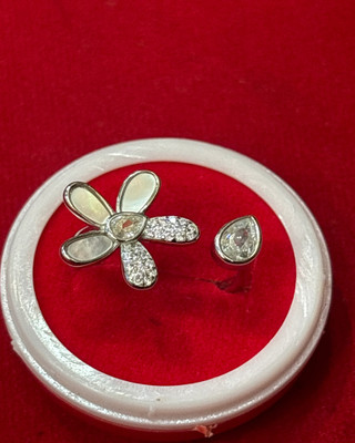 Pahel The silver that shines Designer MOP Ring with Floral Pattern – Elegant Jewelry for Special Occasions Sterling Silver Mother of Pearl Rhodium Plated Ring