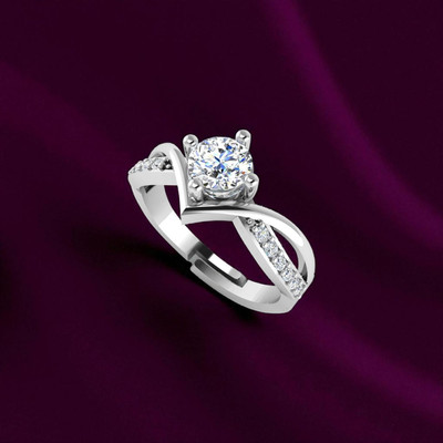 SH24K 925 Pure Sterling Silver Ring for Women | Adjustable Sterling Silver Cubic Zirconia Silver Plated Ring