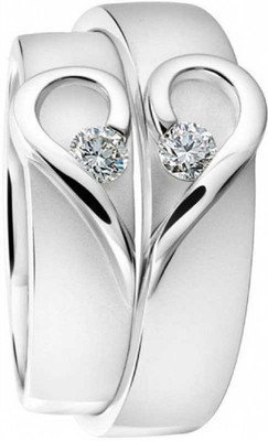 Silver Bazaar Admirable adjustable ring for couple, Loved one, Valentine, Engagement Alloy Cubic Zirconia Silver, Sterling Silver Plated Ring