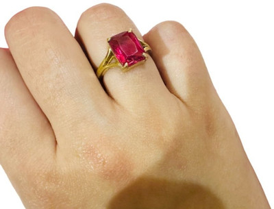 Gemzonite Certified Unheated Untreated A+ Quality Natural Ruby Manik Ring For Women's Brass Ruby Gold Plated Ring