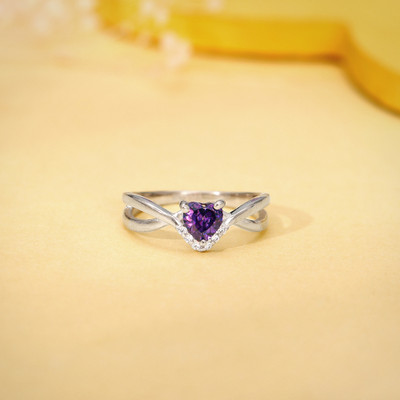 GIVA Sterling Silver Zircon Rhodium Plated Ring