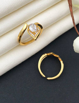 mahi creation Brass, Copper Diamond Gold Plated Ring