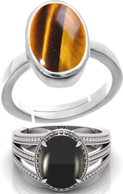 BHAIRAW GEMS Moonstone Stone Silver Adjustable Ring Stainless Steel Ring