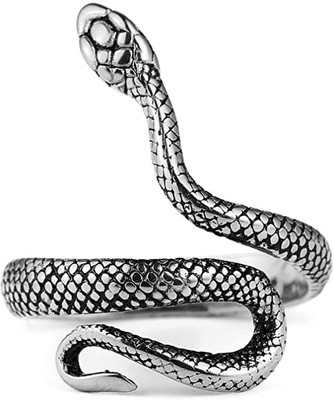 Jewelgenics Adjustable Oxidised Silver Snake Finger Ring for Men/Women Alloy Silver Plated Ring