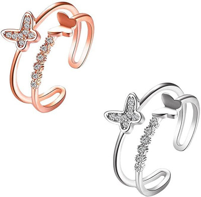 MEENAZ Butterfly Ring For Women Girls friends Alloy, Metal, Brass, Copper, Stainless Steel Crystal, Zircon, Diamond, Cubic Zirconia Gold, Silver Plated Ring