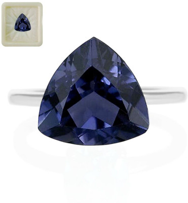 CaratYogi Natural Certified Iolite Gemstone 4.25 Ratti 3.86 Carat Trillion Shape for Stone Neeli Lolite Ring