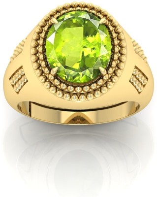 Pranjal Gems 12.25 Ratti Peridot Gemstone Adjustable Ring With Lab CertificateCH Crystal Peridot Gold Plated Ring