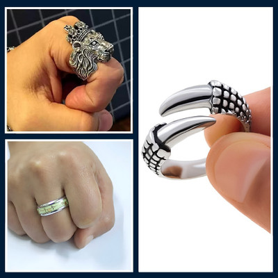 RJ IMITATION Pack of 3 combo Multiple Design Ring Metal Silver Plated Ring Set