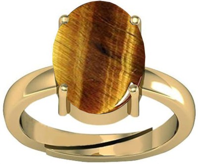 Sidharth Gems 11.25 Ratti 10.00 Crt Natural Tiger Eye Ring Original Certified Tiger’s Eye Ring Brass Gold Plated Ring