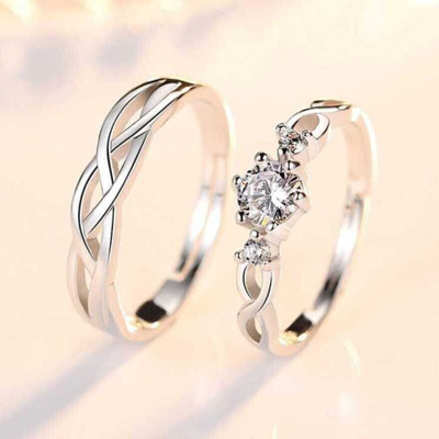 Heeer collection AdjustableCoupleRingsComboforLoverCrownEngravedKingQueenAmericandiamondValentine Brass, Stainless Steel, Steel, Metal, Brass, Copper, Crystal Cubic Zirconia Silver Plated Ring Set Heeer collection AdjustableCoupleRingsComboforLoverCrownEngravedKingQueenAmericandiamondValentine Brass, Stainless Steel, Steel, Metal, Brass, Copper, Crystal Cubic Zirconia Silver Plated Ring Set