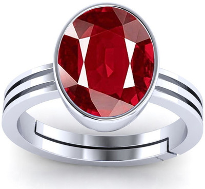 VishvMa 7.25 Ratti Created Ruby Adjustable Ring for Women's and Men's {Lab - Approved} Metal Ruby Ring