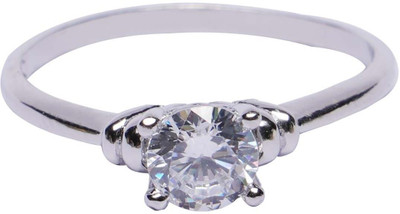 uncle jewels Handmade 925 Pure Silver Solitaire Ring Sterling Silver Zircon Rhodium Plated Ring
