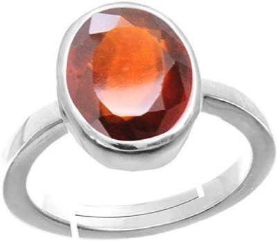 Gemzonite Certified Gomed (Hessonite) 9.25 cts Bold Silver Ring For Men & Women Stone Garnet Silver Plated Ring