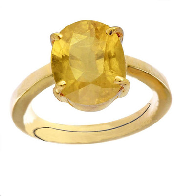KUNDLI GEMS Yellow Sapphire Ring Natural Pukhraj Stone Silver ring Astrological & Unheated & Untreated Stone Ruby Gold Plated Ring