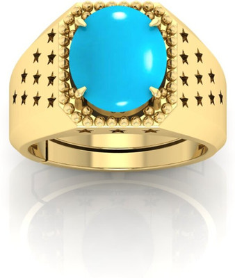 TIMEGEM 9.25 Ratti Firoza Turquoise Stone Original Ring For Men And Women Crystal Turquoise Gold Plated Ring