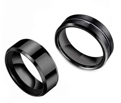 Neerajyoti new stylish band set Stainless Steel Titanium Plated Ring Set