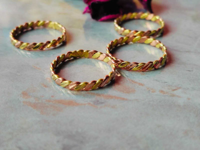 Vanishree World Pack of 4 Pure Copper Finger Challa Ring for Men/Women Copper Copper Plated Ring